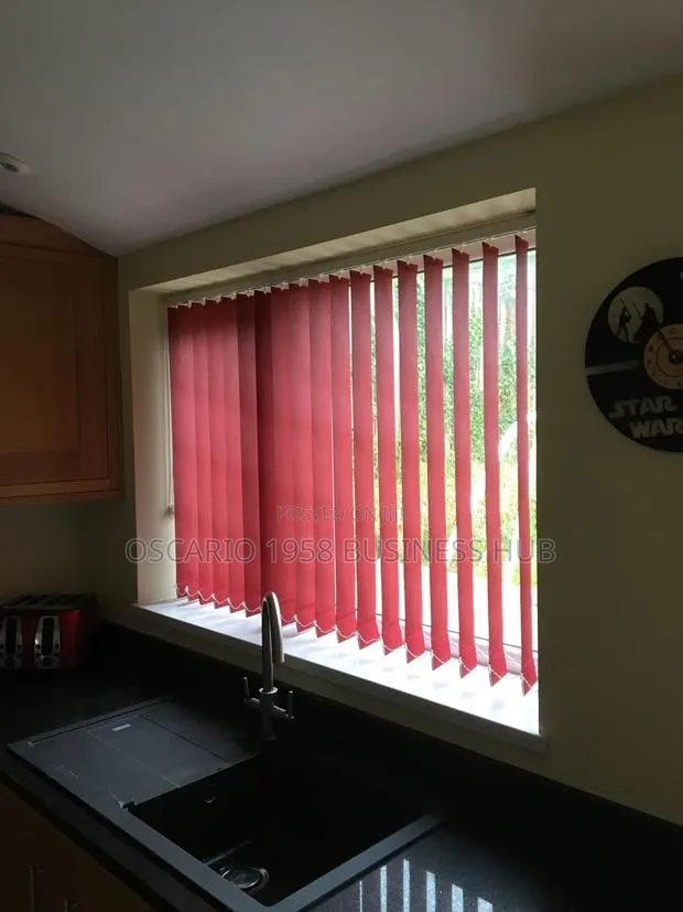 Red Velvet Romance Modern Vertical Window Curtain Blinds · Photo 1