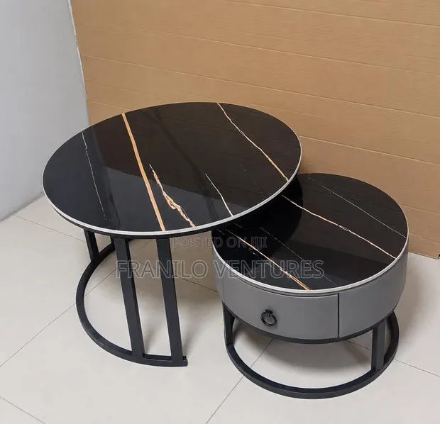 2 Piece Marble Center Table With Drawer · Photo 1