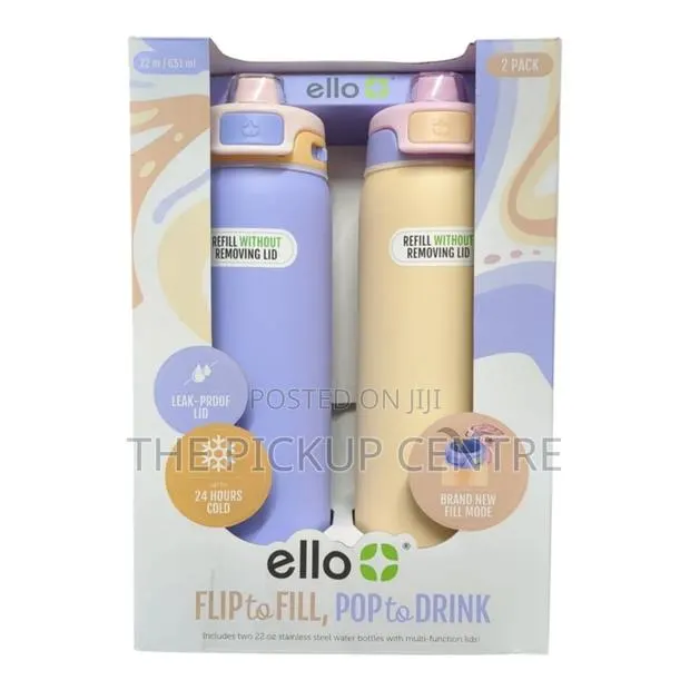 Ello Pop Fill 2-Pack Stainless Steel Water Bottle With Leak Proof · Photo 1