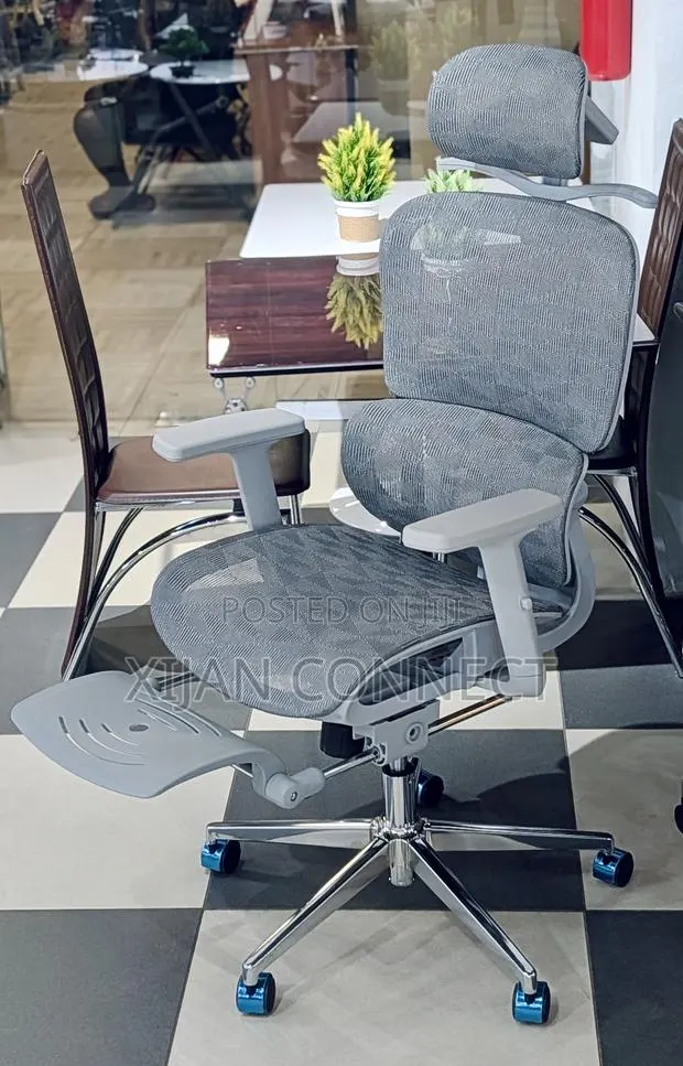 Ergonomic Mesh Office Chair With Headrest Footrest – Grey · Photo 1