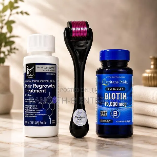 Member’s Mark Minoxidil + Roller + Puritan’s Pride Biotin 10,000 MCG · Photo 1