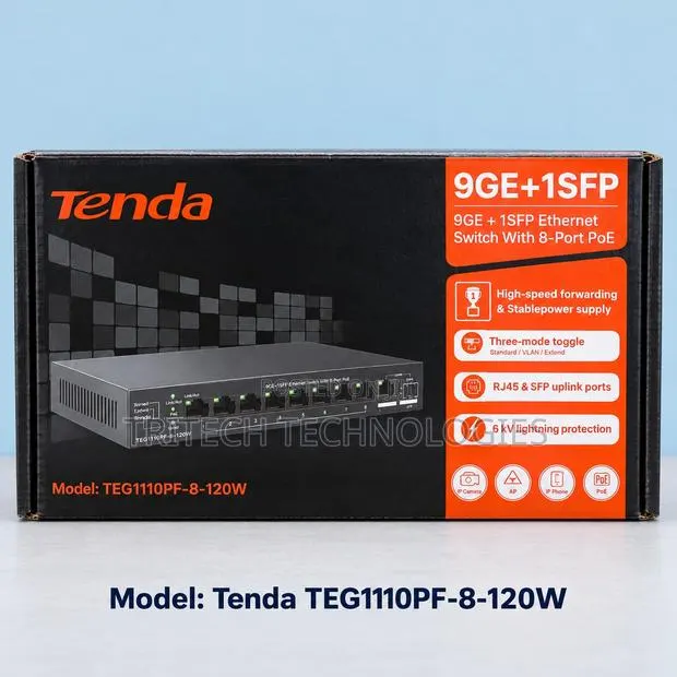 TENDA TEG1110P-8-120W-Tenda 9GE+1SFP Ethernet Switch With 8-Port PoE · Photo 1