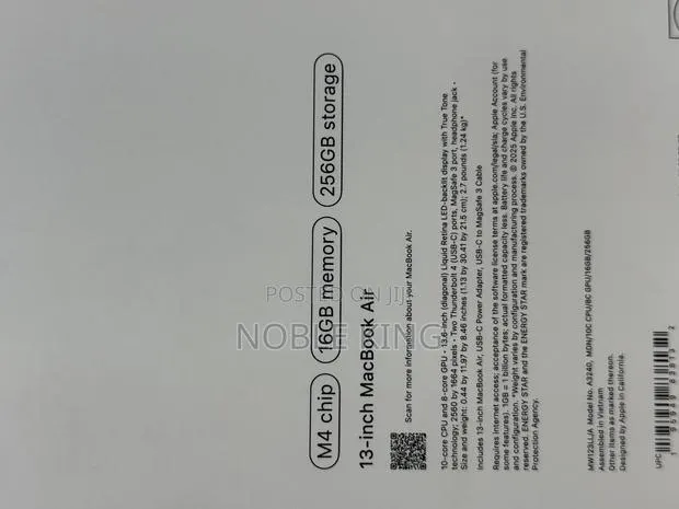 New Laptop Apple MacBook Air 2025 M4 13-Inch 16GB Apple M4 SSD 256GB · Photo 1