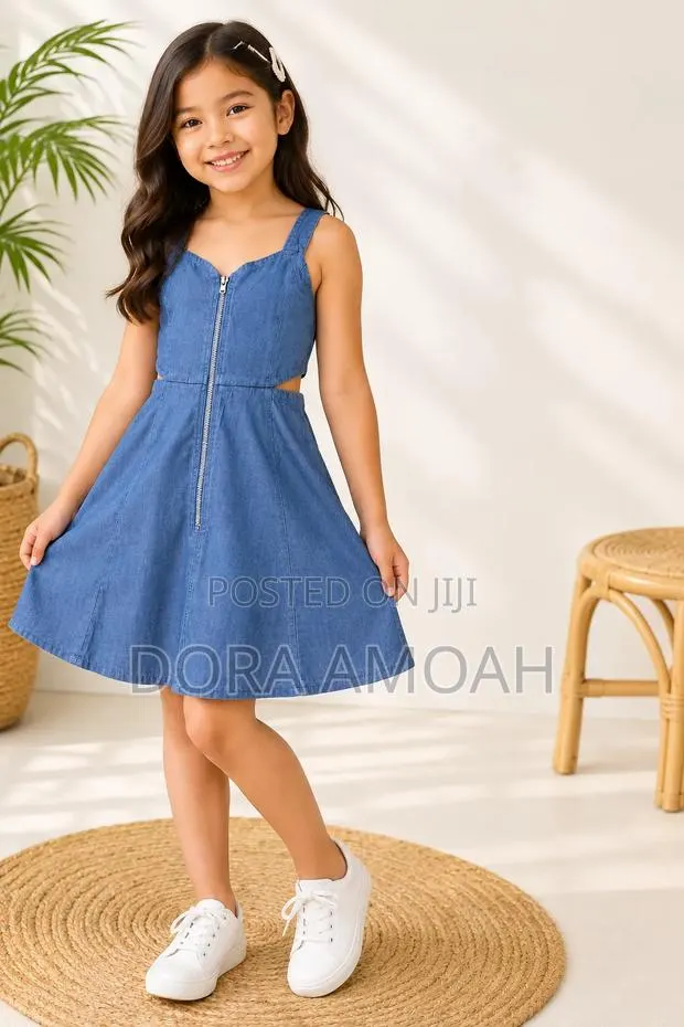 Blue Blossom – Girls’ Denim Dress · Photo 1