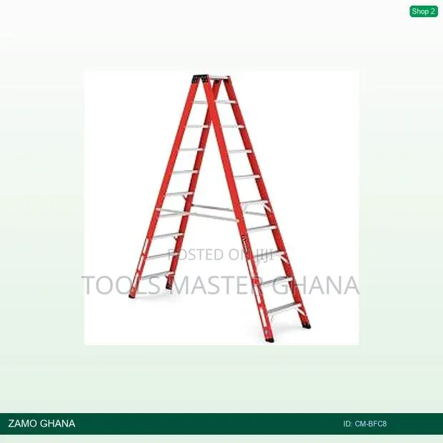 Cm 8 Steps Fiberglass Double Sided Step Ladder Large Rung V6 - Cm-Bfc8 · Photo 1