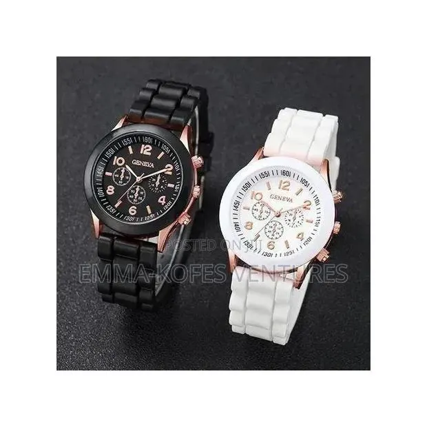 Couple Watches Casual Silicone Band Quartz Watch Jewelry Set · Photo 1