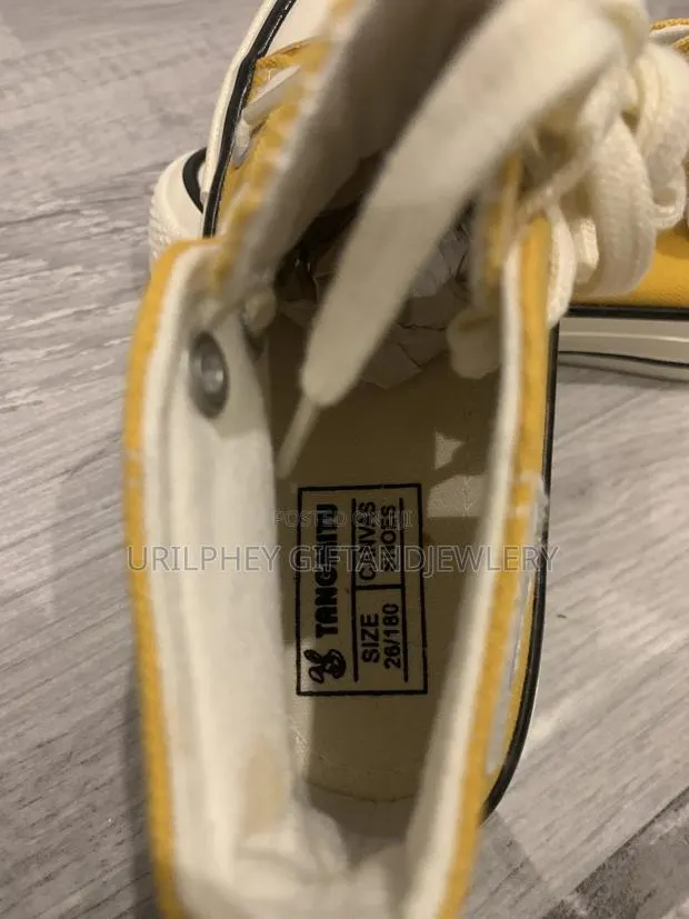 Kids Vibrant Yellow Canvas Shoes Streetwear Inspired Art High-tops · Photo 2