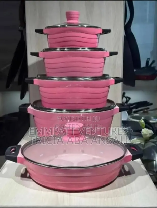10pcs Granite Pink Cookware Set · Photo 1