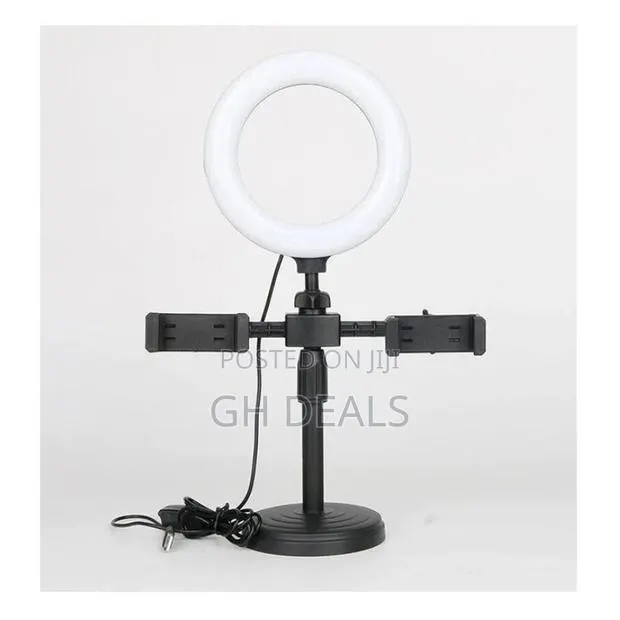 LED Selfie Ring Light Desktop Stand Dual Phone Holder Live S · Photo 1