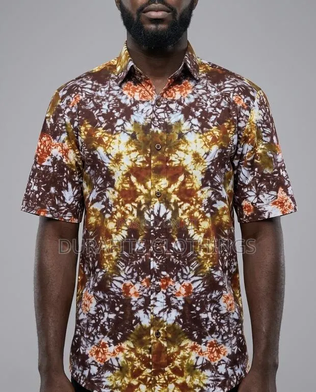 African Print Batik Shirt for Men - Hand-Dyed · Photo 1