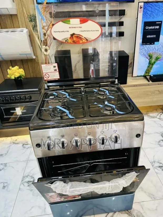 Sleek Ferre 60x60 Glass Oven 4 Burner With Grill(Gray) · Photo 1