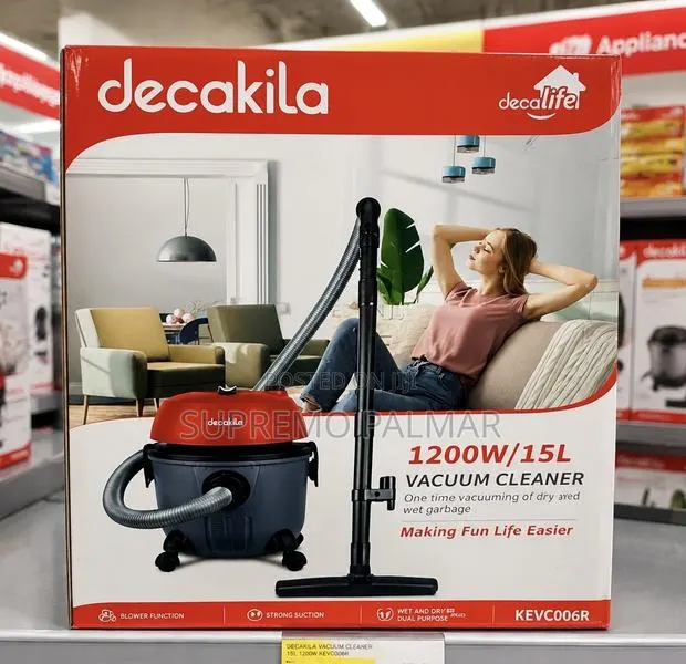 Decakila KEVC006R 15L Utility Vacuum - 1200W Wet Dry Cleaner Blower · Photo 1