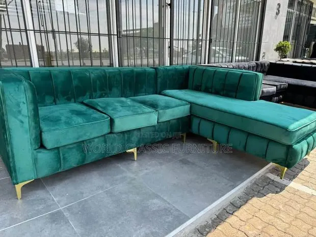 L-Shaped Velvet Sectionals · Photo 1
