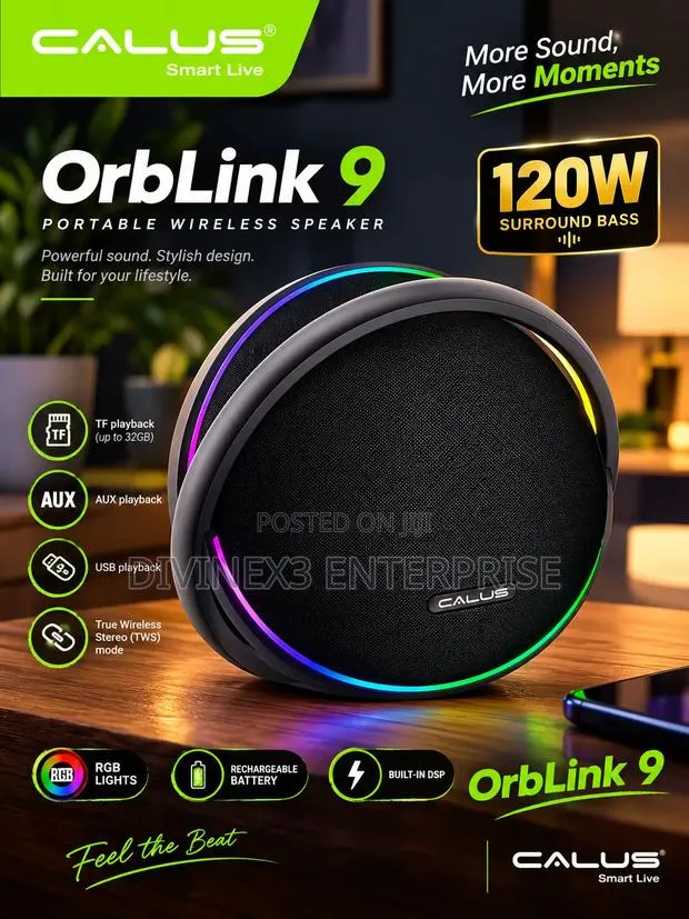 CALUS OrbLink 9 – 120W Portable Wireless Speaker · Photo 1