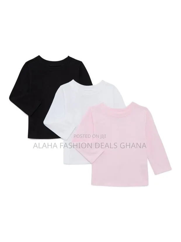 Garanimals Baby Girls Long-Sleeve Solid Tees, 3-Pack, · Photo 1