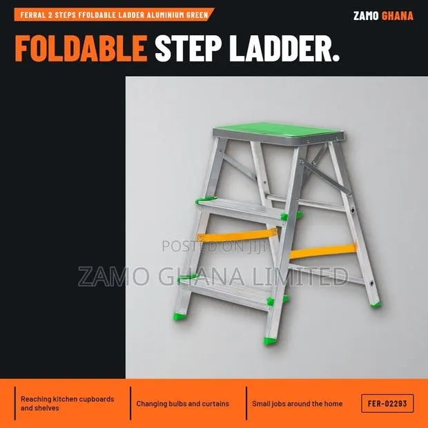 Ferral 2 Steps Ffoldable Ladder Aluminium Green - FER-02293 · Photo 1