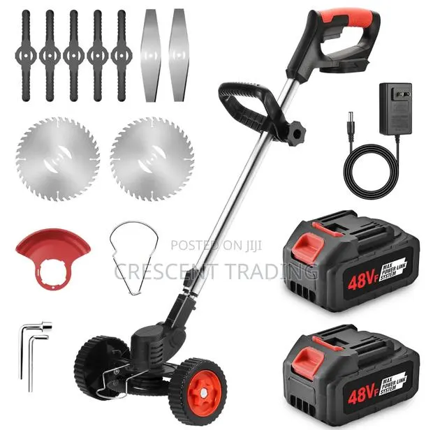 2-Battery Portable Cordless Electric Weed Cutter Grass Mower