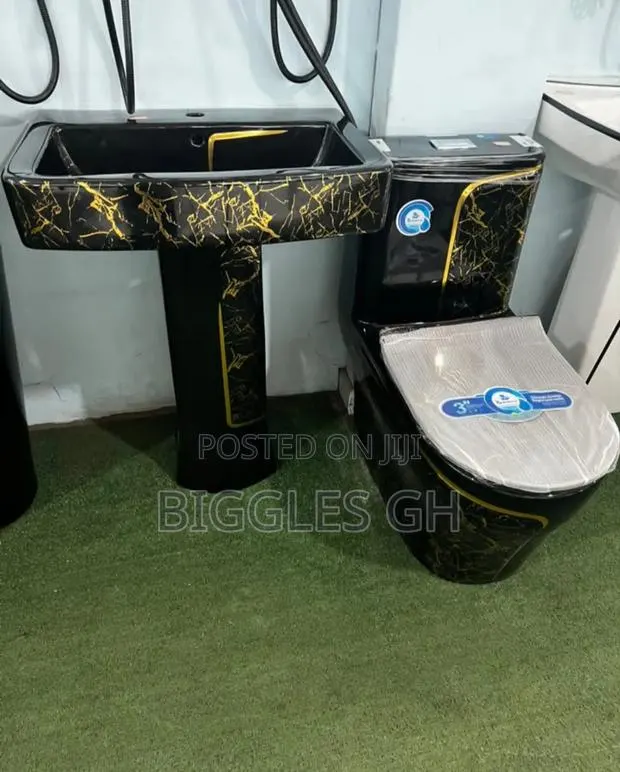 Black and Gold Wc With Basin · Photo 1