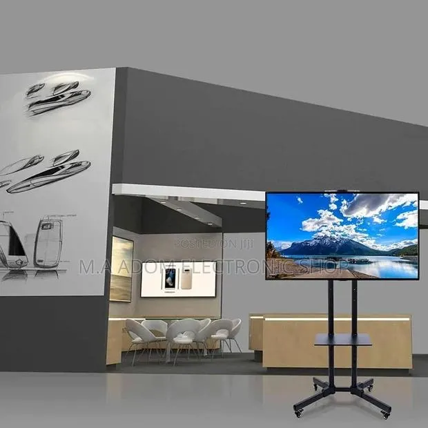 Black Colour Tv Stand With Wheels Dvd Shelf · Photo 1