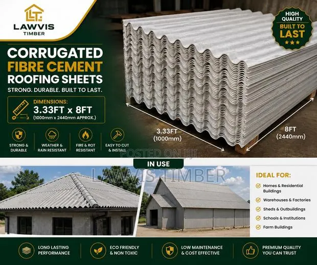 3.33ft × 8ft Corrugated Fibre Cement Roofing Sheets | Roofing Sheets · Photo 1