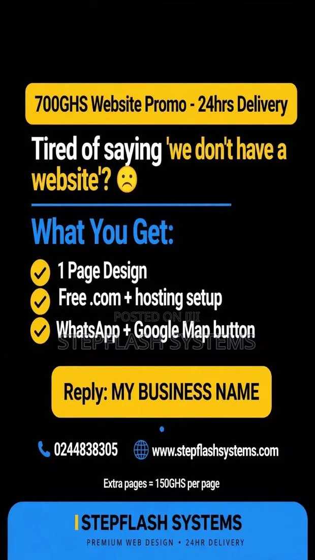 `1 Page Website Design 700GHS - 24hrs Delivery | .Com + Hosting` · Photo 1