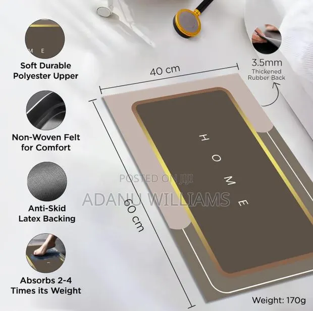 Luxurious Quality Absorbent Bath Mat( Available in Colours) · Photo 1