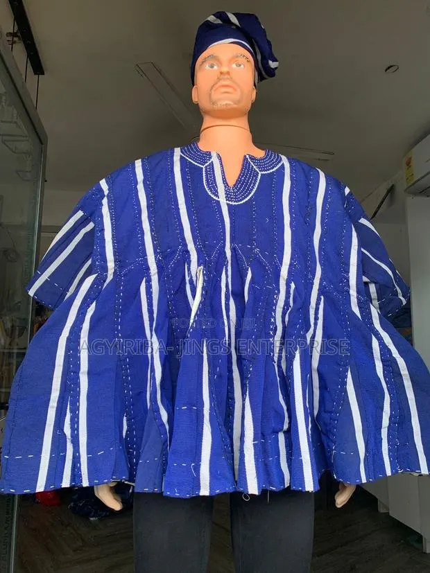 White and Blue Strips Men Smock · Photo 1