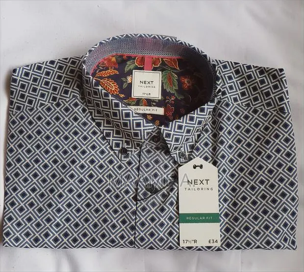 Original Next Navy Diamond Print Regular Fit · Photo 1