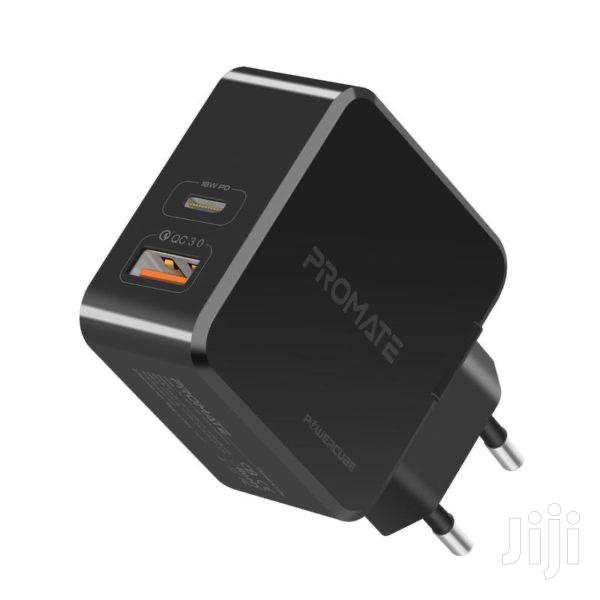 Promate Powercube~36W Fast Charging Dual Port Charger(Black) · Photo 1