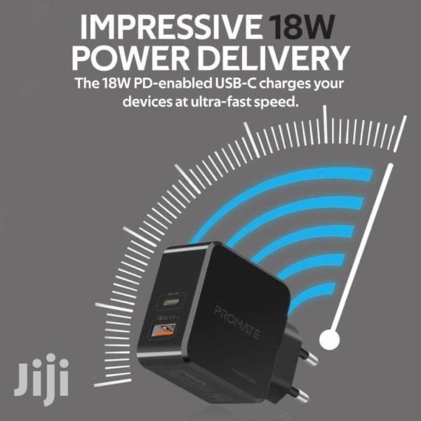 Promate Powercube~36W Fast Charging Dual Port Charger(Black) · Photo 3