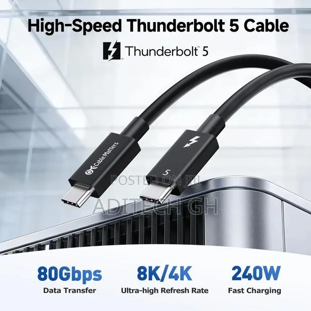 New Original ASUS Thunderbolt 5 Cable 1.5m for Data, Video, Evga · Photo 1