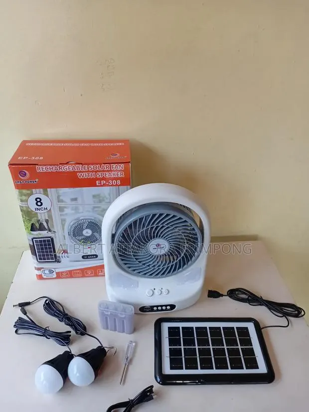 Rechargeable Solar Fan With Lights and Bluetooth Speaker · Photo 1