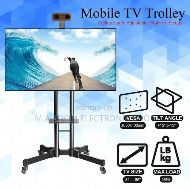 Movable Tv Cart With Wheels Dvd Shelf · Photo 1