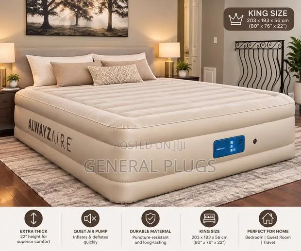 Convenient Thick Top Notch Inflatable Double Size Air Mattress · Photo 1