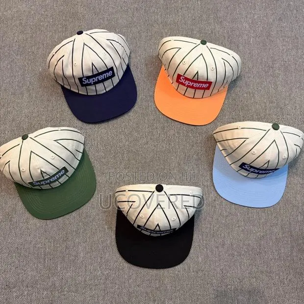 Supreme Text Stripe New Era Pinstripe Fitted Caps · Photo 1