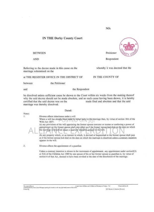 Uk Divorce Certificates · Photo 1