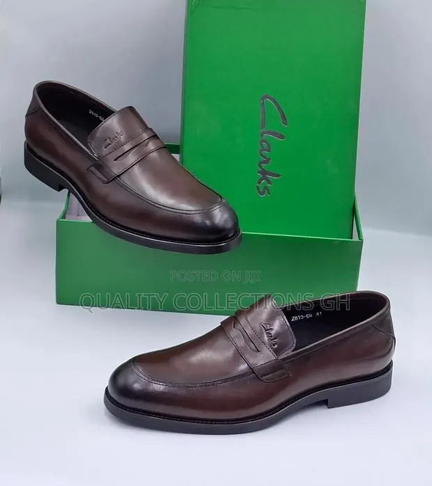 Clarks Mens Brown Leather Penny · Photo 1