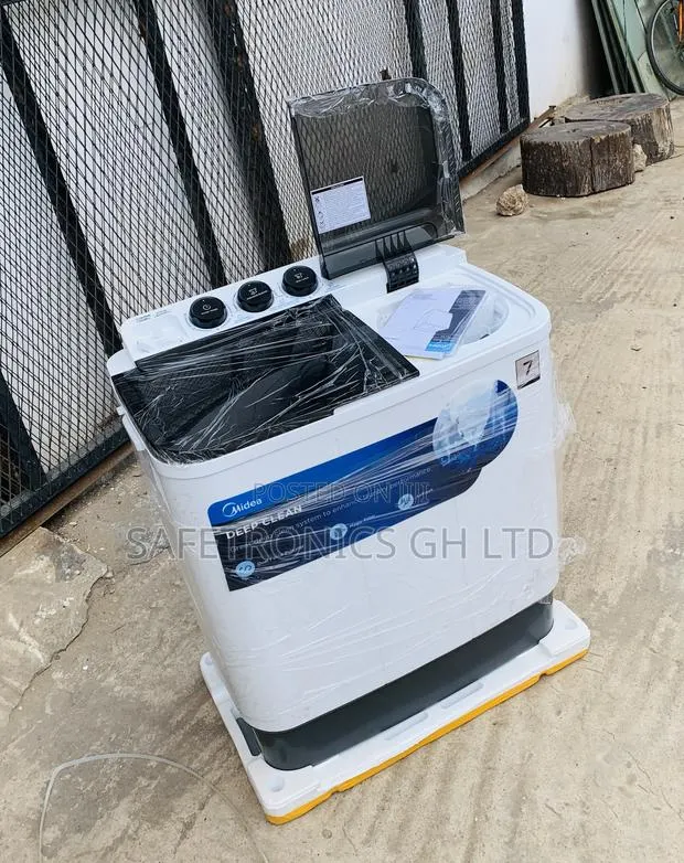 Premium Midea 7kg Semi Automatic Top Load Washing Machine, Black White · Photo 1