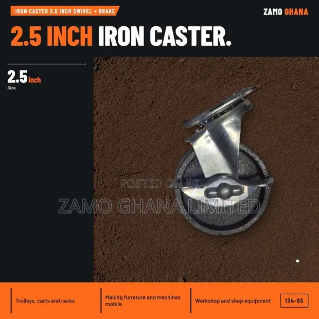 Iron Caster 2.5 Inch Swivel + Brake - 134-65 · Photo 1