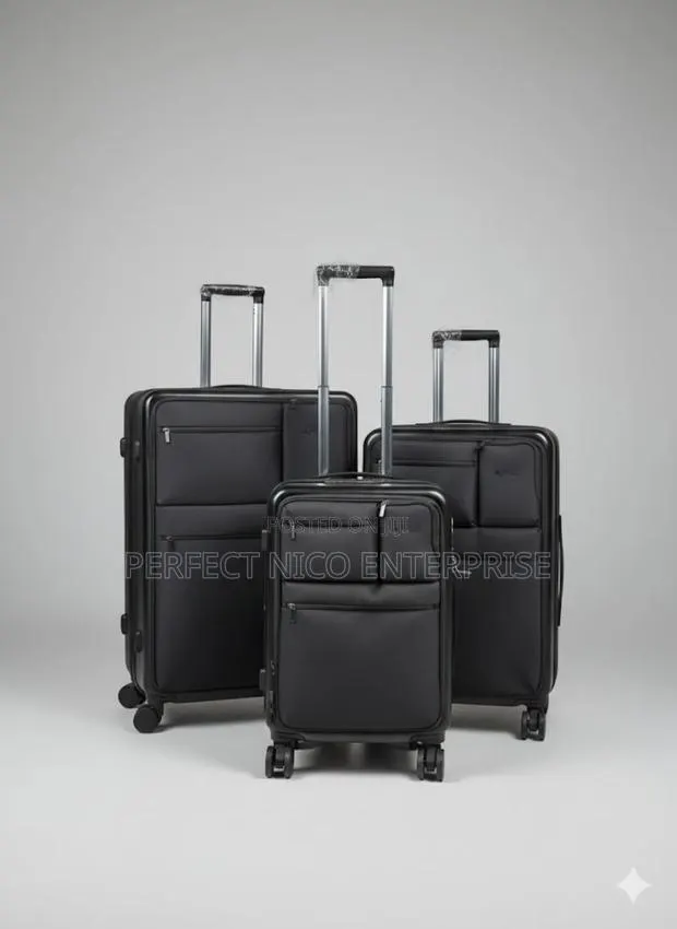 Foldable 4-Wheel Hard Shell Trolley Travel Luggage – Black Suitcase