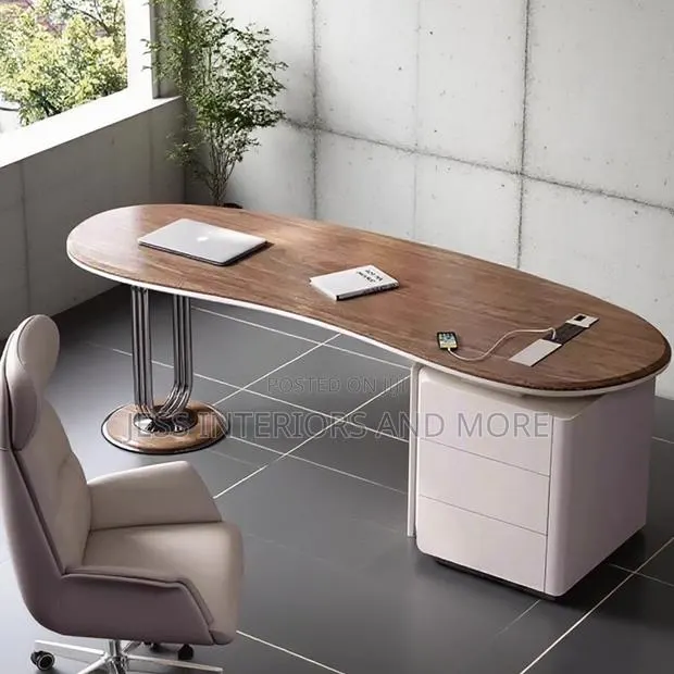 Office Desk (Wood Curved Desk With Drawers) · Photo 1