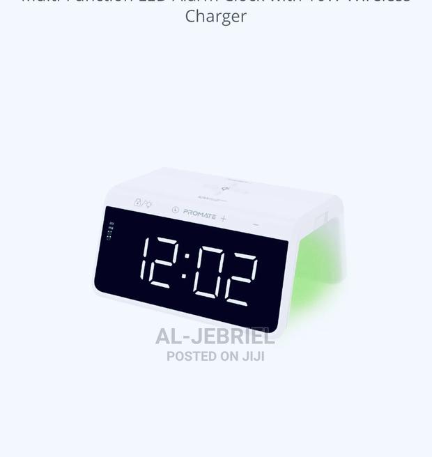 Timebridge-Qi LED Alarm Clock+10W Wireless Charger(White) · Photo 1
