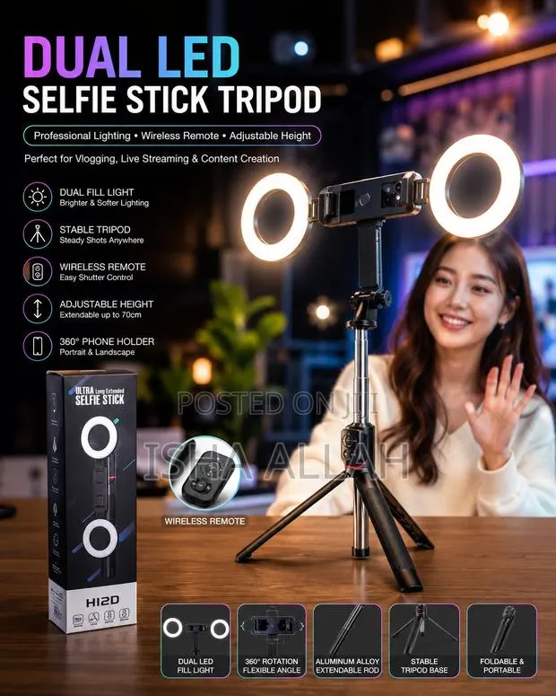 Glowpro H12d Dual Ring Light Selfie Tripod · Photo 1