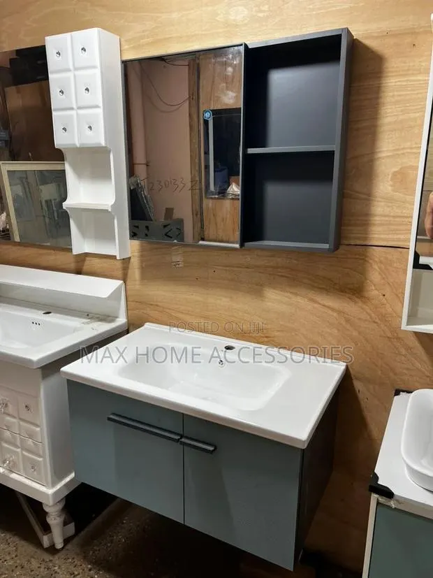 Cabinet Basin_wall Hang Basin_complete Set_ White And Black · Photo 1