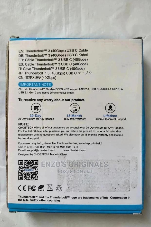 Thunderbolt 3 Active Cable 100w 40gbps Choetech Brand · Photo 2