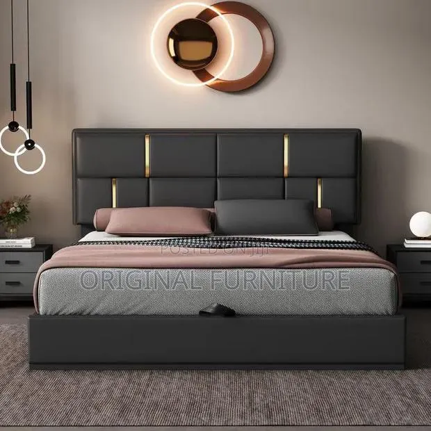 King Size Bed Frame Side Drawas and Mattress · Photo 1
