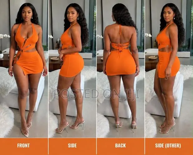 Bold Orange Cut-Out Bodycon Mini Dress · Photo 1