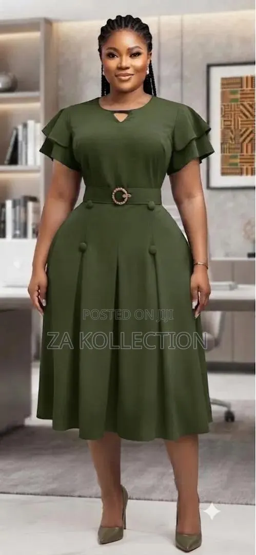 Senori Ladies Office Dress With Belt and Big Pleats · Photo 1