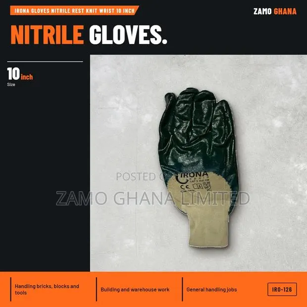 Irona Gloves Nitrile Rest Knit Wrist 10 Inch - IRO-126 · Photo 1