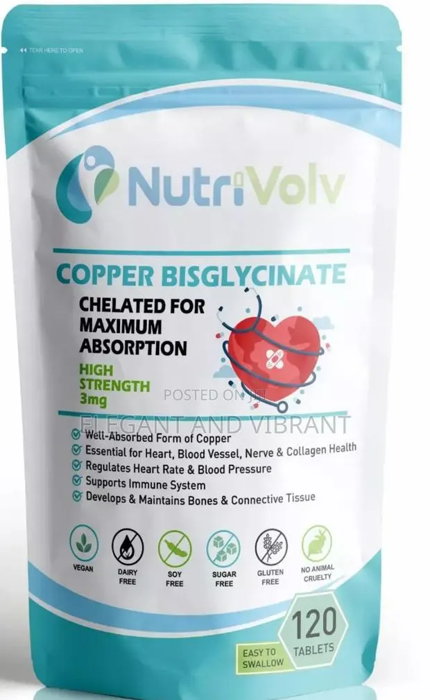 Copper Bisglycinate 3mg - Chelated 3,000mcg Immune Heart · Photo 1